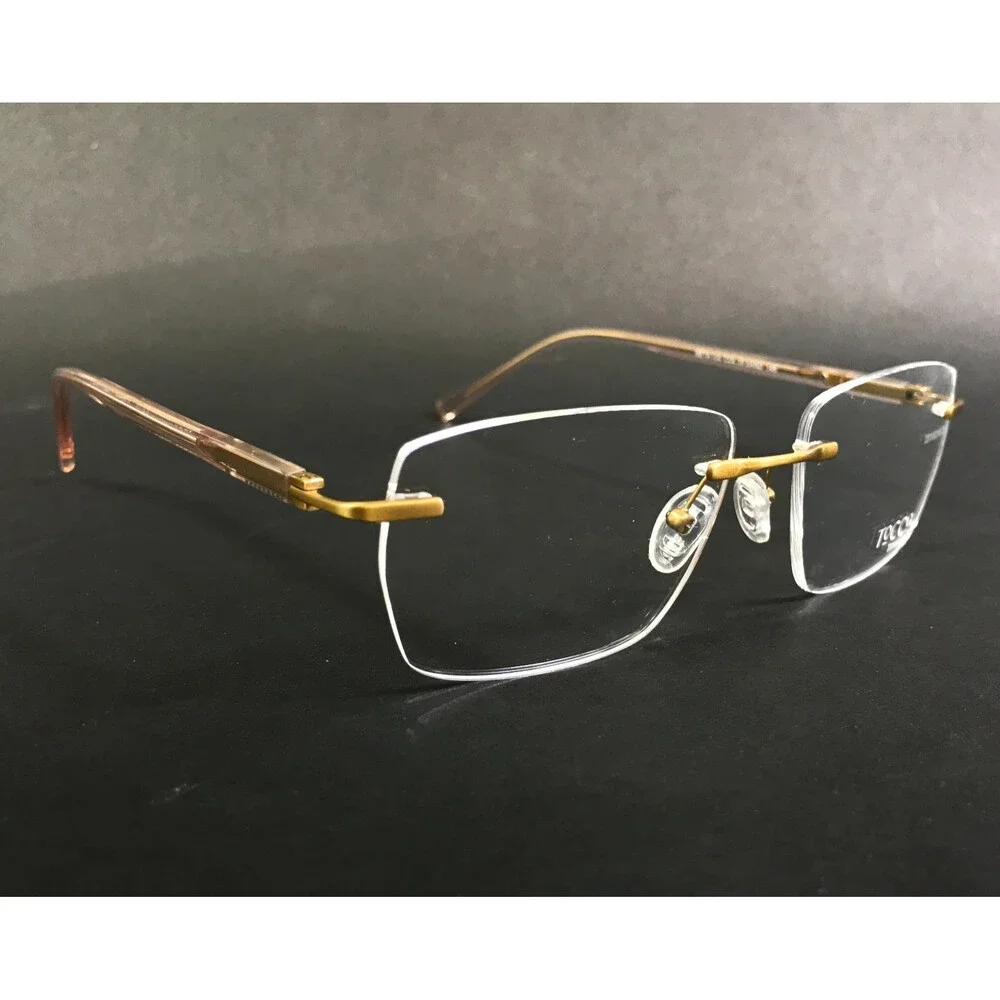 Tocco Eyeglasses Frames BETA 100 COL 39 SAND Gold Rectangle Titanium 55-17-145